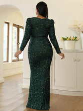 Plus Size Mermaid Sequins Green Dress